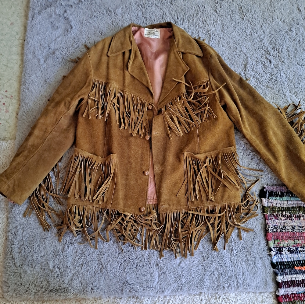 Leather fringe coat